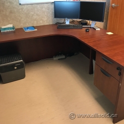 Autumn Maple L Suite Office Desk w/ 2 Storage Drawers